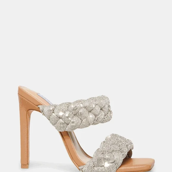 Steve Madden Glittering Silver Braided Heels NWB - Picture 8 of 8